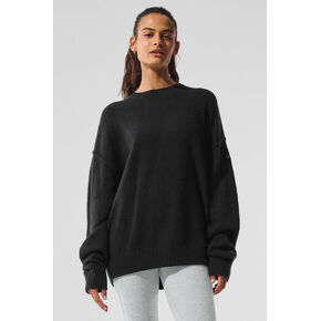 Alo Yoga Unisex Wool Cashmere New Class Crewneck Sweater - Black in Kuwait