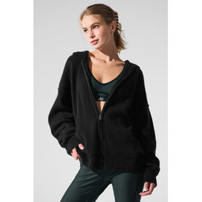 Alo Yoga Wool Cashmere New Class Full Zip Hoodie - Black in Kuwait