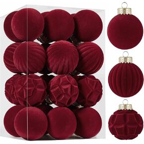 16pcs Velvet Christmas Ball Ornaments -Flocked Shatterproof Christmas Tree Decorations Plastic Xmas Decorative Hanging Ornaments for Xmas Holiday Home Decor,3 Style(Black, 3.15inch) in Saudi Arabia