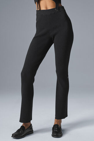 Alo Yoga Denim Knit High-Waist Flare Pant - Black/Anthracite in Saudi Arabia