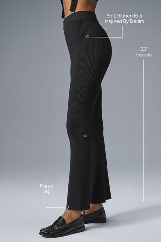 Alo Yoga Denim Knit High-Waist Flare Pant - Black/Anthracite in Saudi Arabia