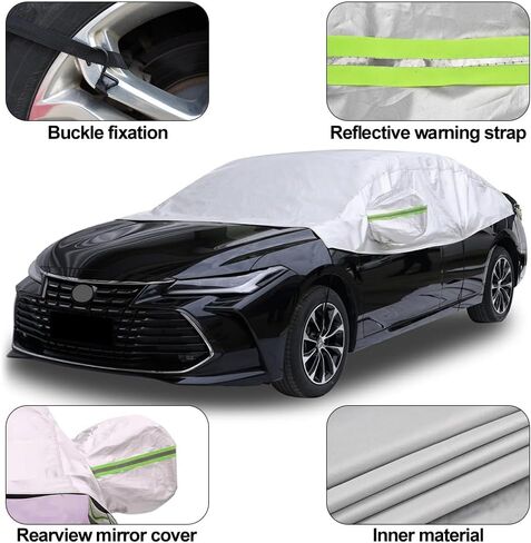 غطاء نصف سيارة، زجاج أمامي للسيارة، غطاء حماية من الأشعة فوق البنفسجية، غطاء علوي للسيارة، غطاء مرآة قابل للتنفس، مقاوم للماء، حماية من الشمس لجميع المواسم، مقاس عالمي in Kuwait
