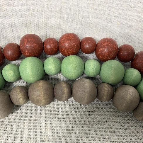 مجموعة من 3 أكاليل من الخرز الخشبي، ديكور شرابة بوهو للمزرعة للصينية المتدرجة والوعاء والطاولة والعباءة والعطلات والخريف والكريسماس والمنزل اليومي (أبيض طبيعي + ذهبي وردي + ذهبي محيطي) in Kuwait