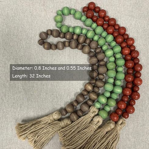 مجموعة من 3 أكاليل من الخرز الخشبي، ديكور شرابة بوهو للمزرعة للصينية المتدرجة والوعاء والطاولة والعباءة والعطلات والخريف والكريسماس والمنزل اليومي (أبيض طبيعي + ذهبي وردي + ذهبي محيطي) in Kuwait