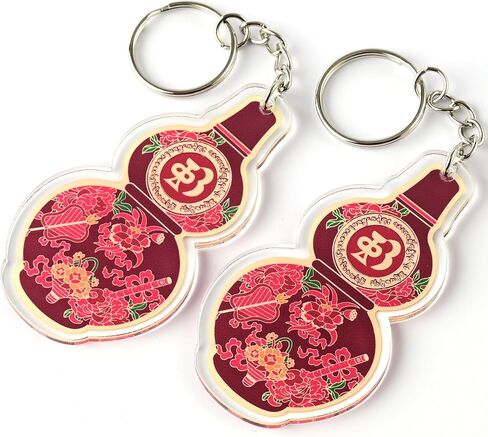 Five Blessings Wu Lou Amulet Feng Shui Keychains, Symbol of Health, Wealth, Vitality, Love & Good Fortune, Feng Shui Gift, Lightweight Acrylic, Made In USA, (2 Pack) in Saudi Arabia