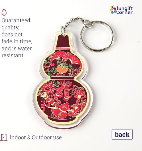 Five Blessings Wu Lou Amulet Feng Shui Keychains, Symbol of Health, Wealth, Vitality, Love & Good Fortune, Feng Shui Gift, Lightweight Acrylic, Made In USA, (2 Pack) in Saudi Arabia