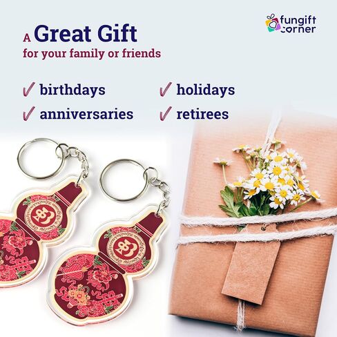Five Blessings Wu Lou Amulet Feng Shui Keychains, Symbol of Health, Wealth, Vitality, Love & Good Fortune, Feng Shui Gift, Lightweight Acrylic, Made In USA, (2 Pack) in Saudi Arabia