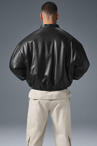 Alo Yoga Faux Leather Premier Bomber - Black in Saudi Arabia
