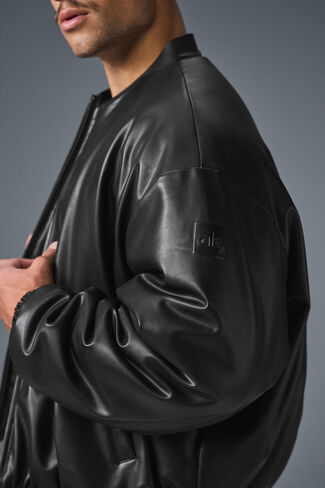 Alo Yoga Faux Leather Premier Bomber - Black in Saudi Arabia