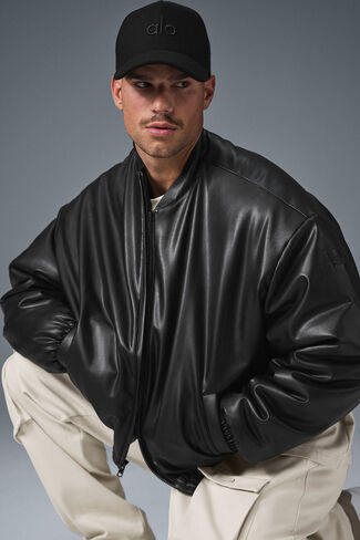 Alo Yoga Faux Leather Premier Bomber - Black in Saudi Arabia