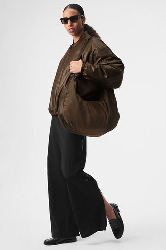 Alo Yoga Faux Leather Premier Bomber - Espresso in Saudi Arabia
