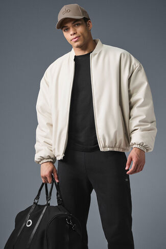 Alo Yoga Faux Leather Premier Bomber - Bone in Saudi Arabia