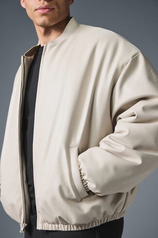 Alo Yoga Faux Leather Premier Bomber - Bone in Saudi Arabia