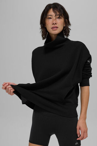 Alo Yoga Hazy Mock Neck Pullover - Black in Saudi Arabia