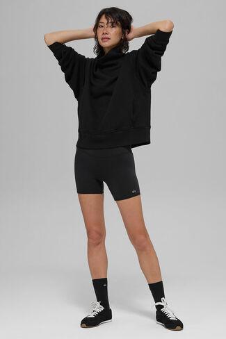 Alo Yoga Hazy Mock Neck Pullover - Black in Saudi Arabia