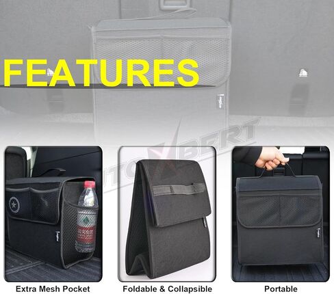 Car Trunk Organizer,Soft Felt Car Bag Organizer 20x6.11x10 inch Folding,for Honda CRV Civic Accord Ford Focus Fusion Toyota RAV4 Jeep SUV/Truck/Sedan/Van in Saudi Arabia