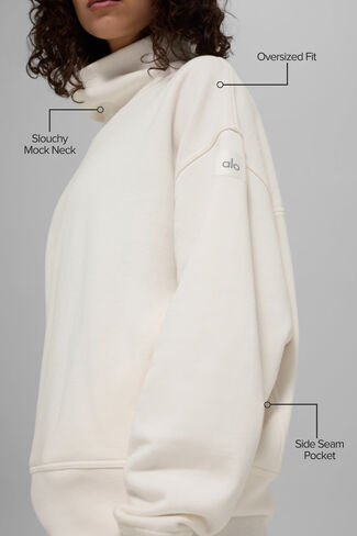 Alo Yoga Hazy Mock Neck Pullover - Ivory in Saudi Arabia