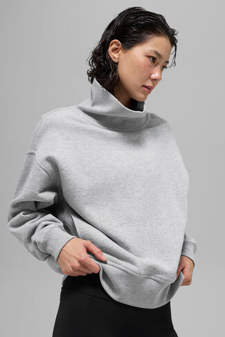 بلوفر Alo Yoga Hazy Mock Neck - رمادي رياضي منقط in Saudi Arabia