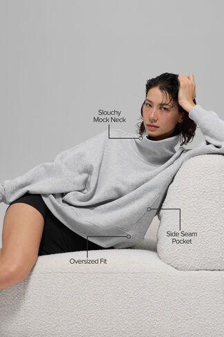 بلوفر Alo Yoga Hazy Mock Neck - رمادي رياضي منقط in Saudi Arabia