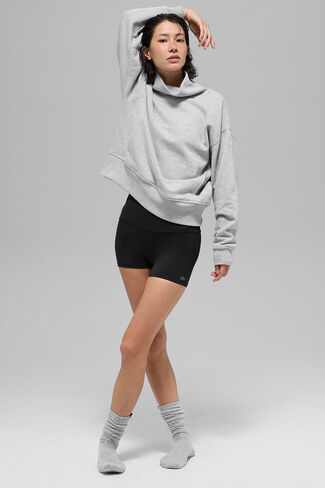 بلوفر Alo Yoga Hazy Mock Neck - رمادي رياضي منقط in Saudi Arabia