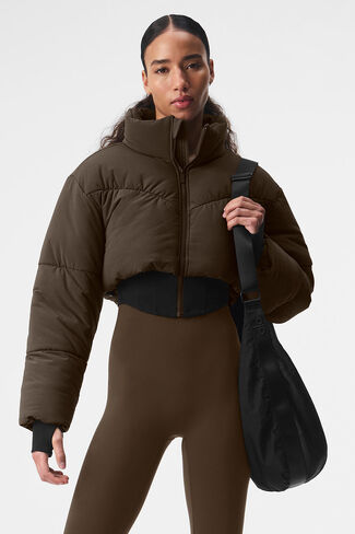 Alo Yoga Main Act Corset Puffer - Espresso/Black in Saudi Arabia