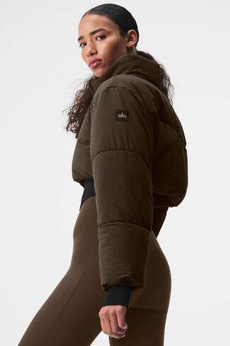 Alo Yoga Main Act Corset Puffer - Espresso/Black in Saudi Arabia