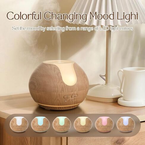 موزع روائح الزيوت العطرية من ارفيدسون، 200 مل مع ضوء مزاجي، موزع زيوت للمنزل، موزع بالموجات فوق الصوتية للزيوت العطرية، هدية للنساء - خشب داكن in Kuwait