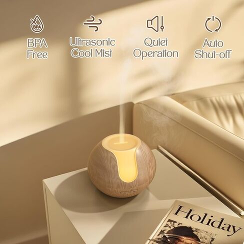 موزع روائح الزيوت العطرية من ارفيدسون، 200 مل مع ضوء مزاجي، موزع زيوت للمنزل، موزع بالموجات فوق الصوتية للزيوت العطرية، هدية للنساء - خشب داكن in Kuwait