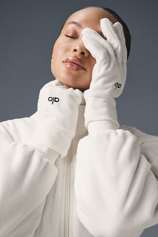 Alo Yoga Performance Fleece Gloves - Ivory in Saudi Arabia