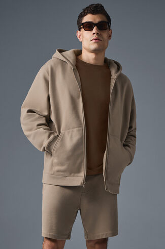 Alo Yoga Renown Full Zip Hoodie - Gravel in Saudi Arabia