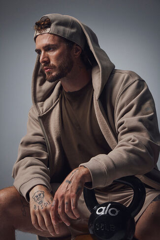 Alo Yoga Renown Full Zip Hoodie - Gravel in Saudi Arabia