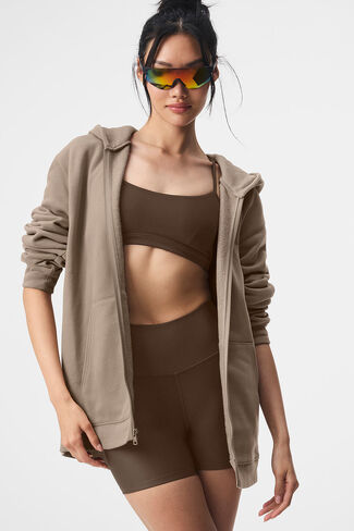 Alo Yoga Renown Full Zip Hoodie - Gravel in Saudi Arabia