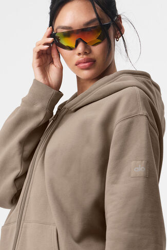 Alo Yoga Renown Full Zip Hoodie - Gravel in Saudi Arabia