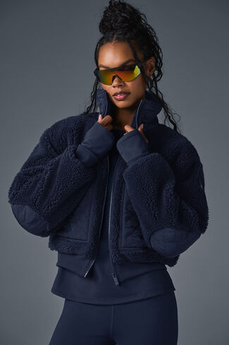 Alo Yoga Sherpa Edge Bomber - Navy in Saudi Arabia