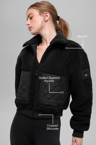 Alo Yoga Sherpa Edge Bomber - Black in Saudi Arabia
