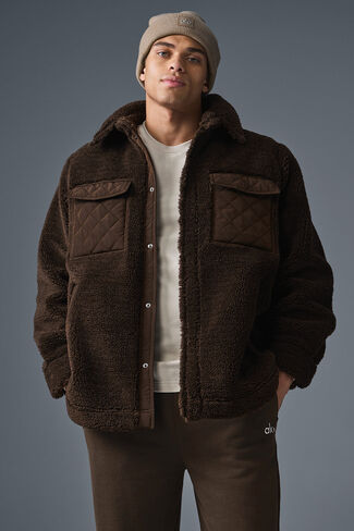 Alo Yoga Sherpa Edge Shacket - Espresso in Saudi Arabia