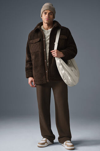 Alo Yoga Sherpa Edge Shacket - Espresso in Saudi Arabia