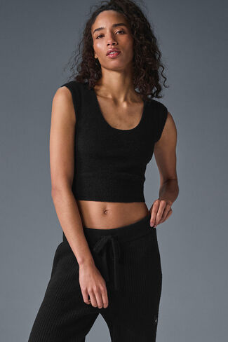 Alo Yoga Snuggle Up Sweater Short Sleeve - Black in Saudi Arabia