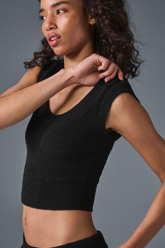 Alo Yoga Snuggle Up Sweater Short Sleeve - Black in Saudi Arabia