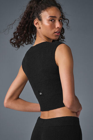 Alo Yoga Snuggle Up Sweater Short Sleeve - Black in Saudi Arabia