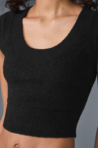 Alo Yoga Snuggle Up Sweater Short Sleeve - Black in Saudi Arabia