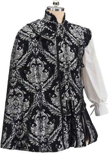 Willyacos Men's Tudor Elizabethan Period Costume Royal Pince Tudor King Costume Nobleman Costume Vest Pants Hat Cape in Saudi Arabia