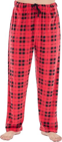 Plaid Pajama Pants Men, Soft Fleece Sleepwear with Pockets Warm Microfleece Pjs Bottoms | Sleep & Lounge in Kuwait