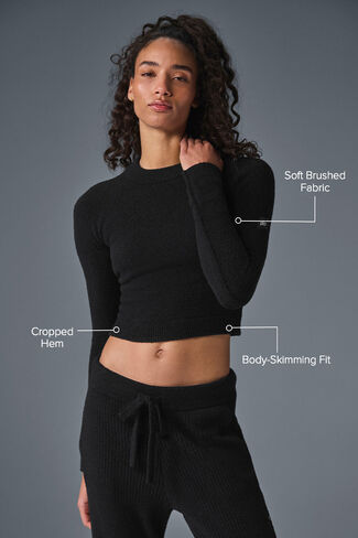Alo Yoga Snuggle Up Sweater Long Sleeve - Black in Saudi Arabia