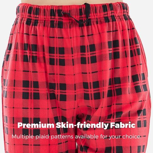 Plaid Pajama Pants Men, Soft Fleece Sleepwear with Pockets Warm Microfleece Pjs Bottoms | Sleep & Lounge in Kuwait