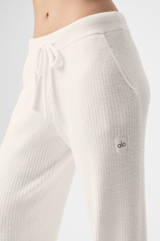 Alo Yoga Snuggle Up Sweater High-Waist Wide Leg Pant - Ivory in Saudi Arabia