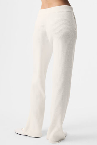 Alo Yoga Snuggle Up Sweater High-Waist Wide Leg Pant - Ivory in Saudi Arabia