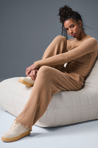 Alo Yoga Snuggle Up Sweater High-Waist Wide Leg Pant - Toasted Almond in Saudi Arabia