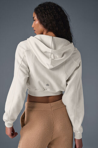 Alo Yoga Sweet Escape Zip Up Hoodie - Ivory in Saudi Arabia