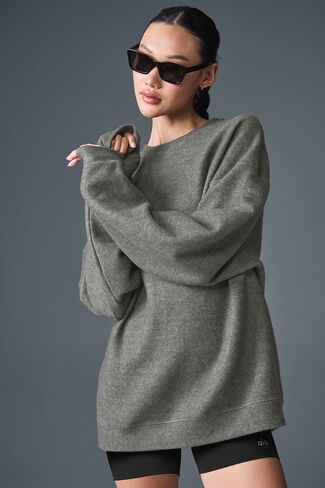 Alo Yoga Triumph Restore Crew Neck Sweatshirt - Grey Triblend in Saudi Arabia